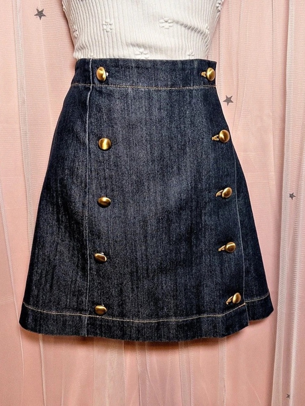Michael Kors Denim Button Front Mini Skirt Size 4 Like New
